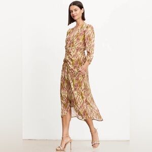 VELVET by Graham & Spencer Cailey Printed Ruched Dress Grecian Size XS NWT